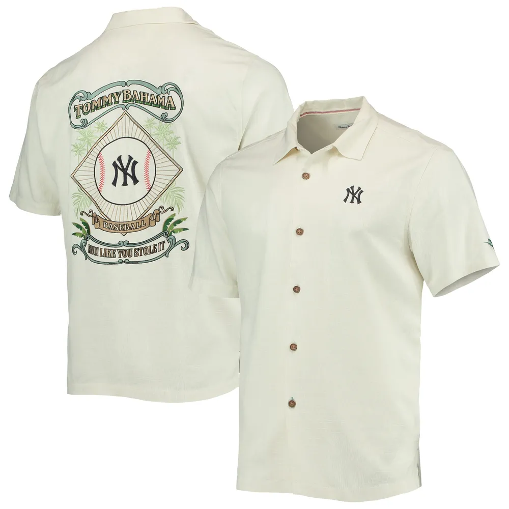 Lids New York Yankees Tommy Bahama Baseball Camp Button-Up Shirt - Cream