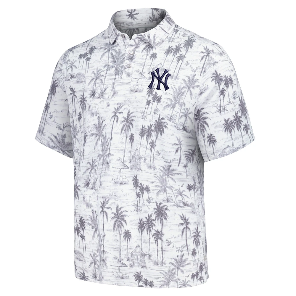 Men's Tommy Bahama Gray New York Yankees Sport Cabana Shores IslandZone Tri-Blend Polo