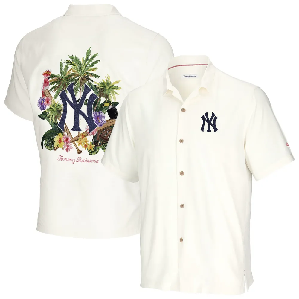Tommy Bahama Men's Tommy Bahama White New York Yankees Go Big or Home Camp  Button-Up Shirt