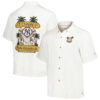 Men's Tommy Bahama White New York Yankees Pitcher's Paradiso Button-Up Camp Shirt