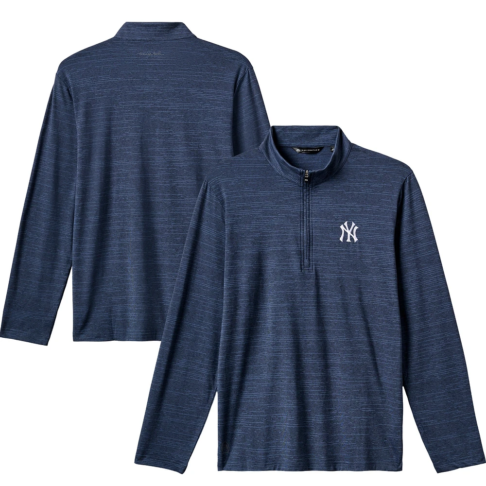 Haut pull à quart de zip TravisMathew Navy New York Yankees The Heater pour hommes