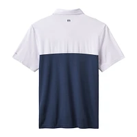 Polo TravisMathew blanc/bleu marine pour homme, motif Home Run Leader des Yankees de New York