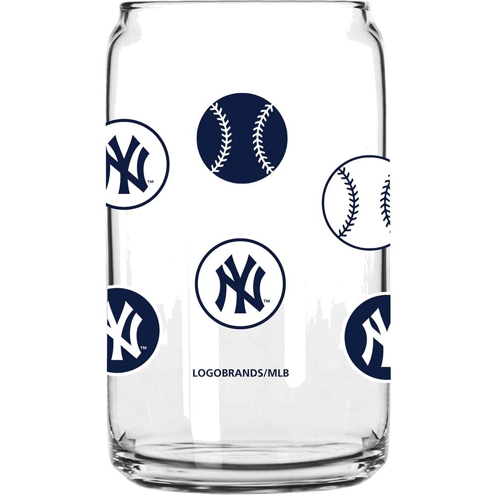 New York Yankees 16oz. Smiley Can Glass