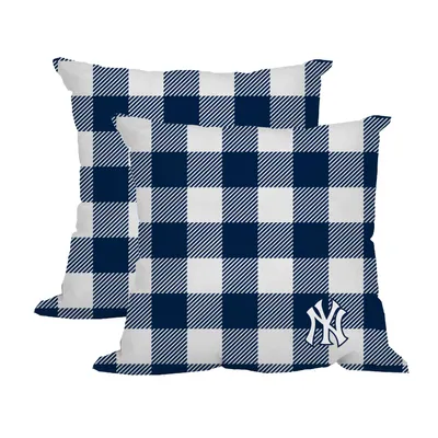 New York Yankees 2-Pack Buffalo Check Plaid Outdoor Pillow Set