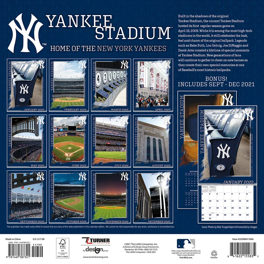 New York Yankees 2022 Yankee Stadium Wall Calendar