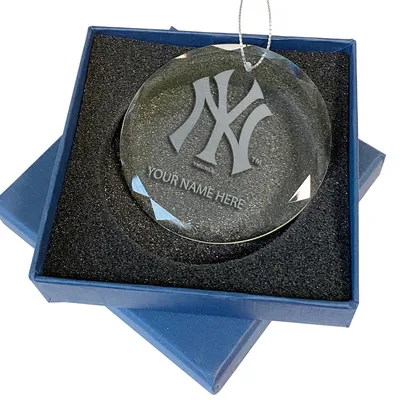 New York Yankees 3.25'' Personalized Etched Glass Ornament