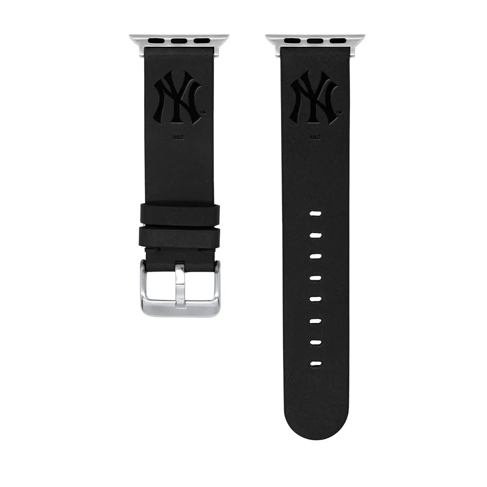 New York Yankees 42-44mm Leather Apple Watch - Band