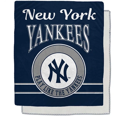 Couverture Sherpa en flanelle polaire avec emblème rétro des Yankees de New York, 50 po x 60 po