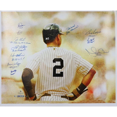 Toile hommage à Derek Jeter signée par les Yankees de New York, 30" x 38" avec plusieurs inscriptions