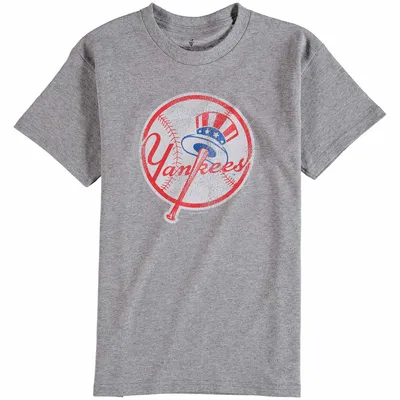 New York Yankees Youth Distressed Logo T-Shirt - Gray