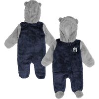 Newborn & Infant Navy/Gray New York Yankees Game Nap Teddy Fleece Bunting - Full-Zip Sleeper