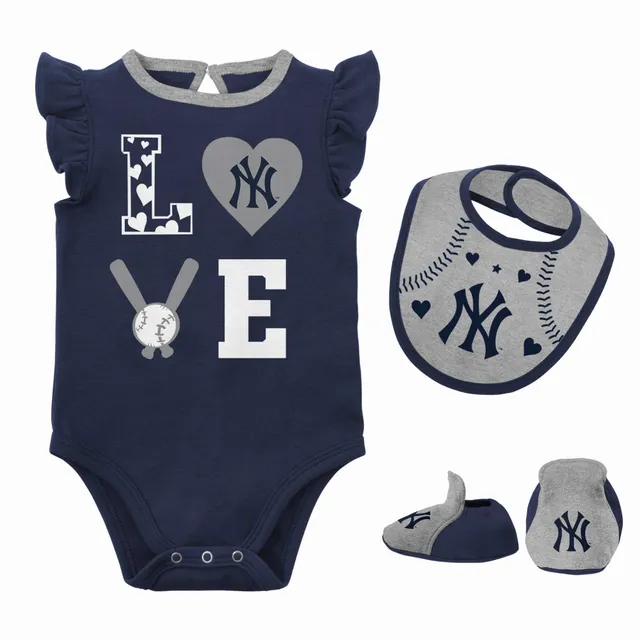 Newborn & Infant Royal/Heather Gray Toronto Blue Jays Three-Piece Love of Baseball Bib Bodysuit Booties Set