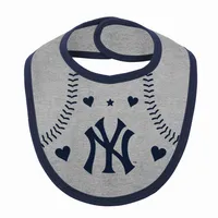 Newborn & Infant Navy/Heather Gray New York Yankees Three-Piece Love of Baseball Bib Bodysuit Booties Set