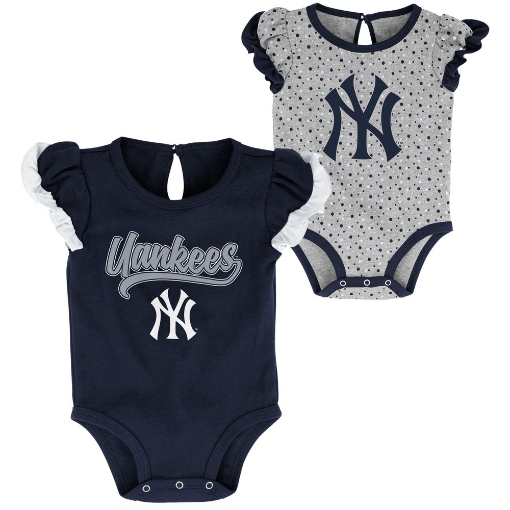 Newborn & Infant Navy/Heathered Gray New York Yankees Scream Shout Two-Pack Bodysuit Set