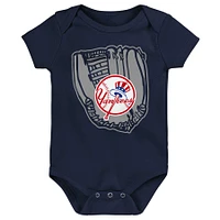 Nouveau-né et bébé Bleu marine/Blanc/Gris chiné New York Yankees Minor League Player - Ensemble de trois bodys