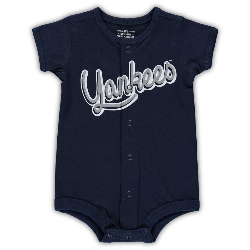 Newborn & Infant Navy New York Yankees Stripe Power Hitter Romper