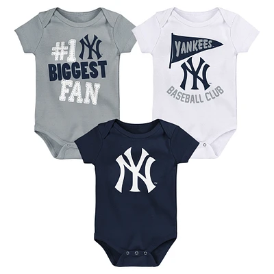 Newborn & Infant New York Yankees 3-Pack Fan Pennant Bodysuit Set