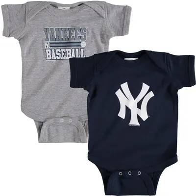 New York Yankees Soft as a Grape Newborn & Infant 2-Piece Body Suit - Navy/Gray