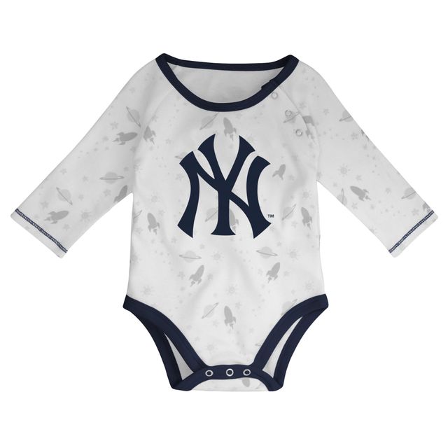 Nouveau-né et bébé blanc/bleu marine New York Yankees trois pièces Dream Team - ensemble bonnet, body pantalon