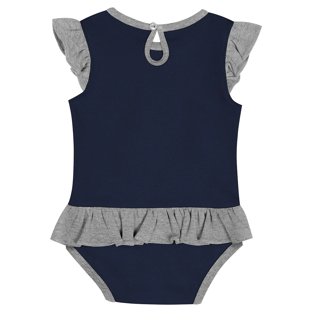 Newborn  Navy New York Yankees Fan Cheer Bodysuit, Bib & Bootie Set