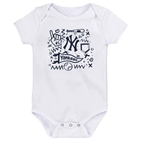 Ensemble de trois bodies pour nouveau-né New York Yankees Batter Up