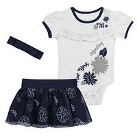 Ensemble 3 pièces pour nouveau-né, body, bandeau et jupe Sweet Catcher des Yankees de New York, blanc/bleu marine