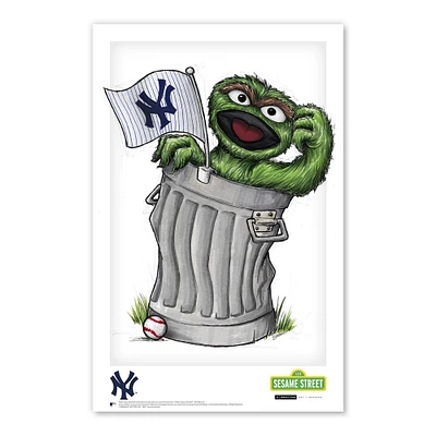 Affiche imprimée de Sesame Street avec Oscar le Grouch des Yankees de New York 11" x 17"