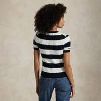 Polo Ralph Lauren Navy/White Yankees  Short Sleeve Cable Knit Sweater