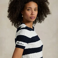 Polo Ralph Lauren Navy/White Yankees  Short Sleeve Cable Knit Sweater