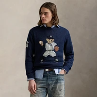 Pull Polo Ralph Lauren bleu marine avec ours des Yankees