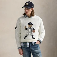 Pull Polo Ralph Lauren blanc avec ours des Yankees