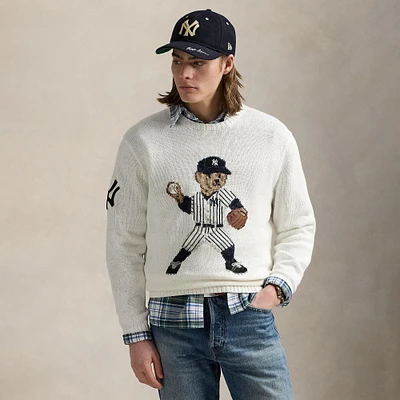 Pull Polo Ralph Lauren blanc avec ours des Yankees