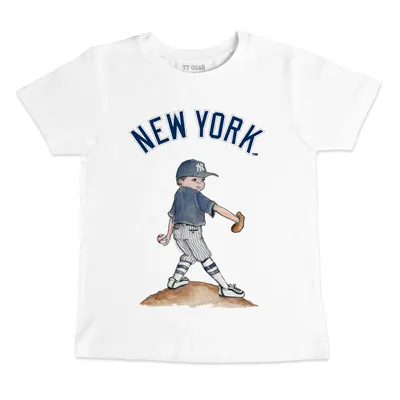 Infant Tiny Turnip White/Navy New York Yankees Bronto Raglan 3/4 Sleeve  T-Shirt