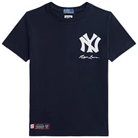 T-shirt Polo Ralph Lauren bleu marine en jersey des Yankees pour enfants d'âge préscolaire