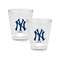 The Memory Company New York Yankees Three-Pack 8oz. Leather Flask & 2oz. Shot Glass Set