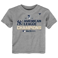 T-shirt fanatique pour tout-petits Heather Gray New York Yankees Champions de la Ligue américaine 2024 vestiaires