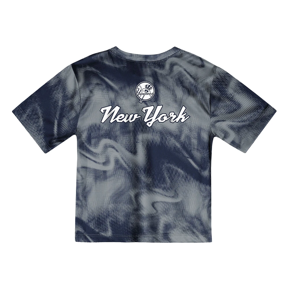 Ensemble t-shirt et short de frappeur champ intérieur pour tout-petits, gris/bleu marine, des Yankees New York