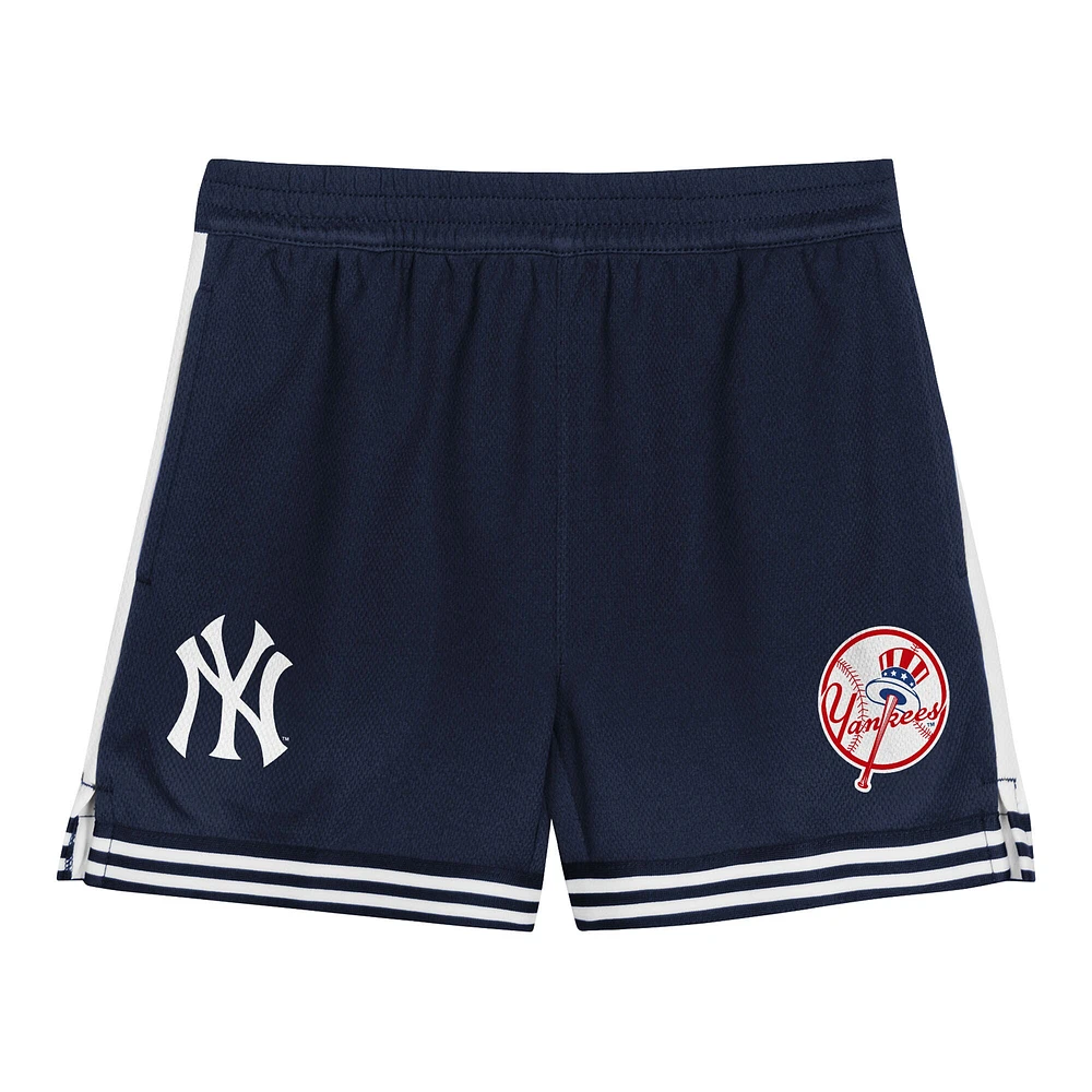 Ensemble t-shirt et short de frappeur champ intérieur pour tout-petits, gris/bleu marine, des Yankees New York