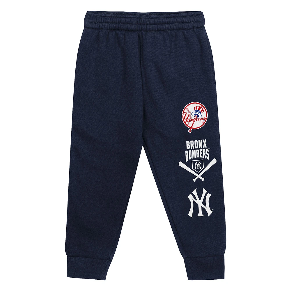 Toddler Gray/Navy New York Yankees Wind Up Pullover Hoodie and Sweatpants Set