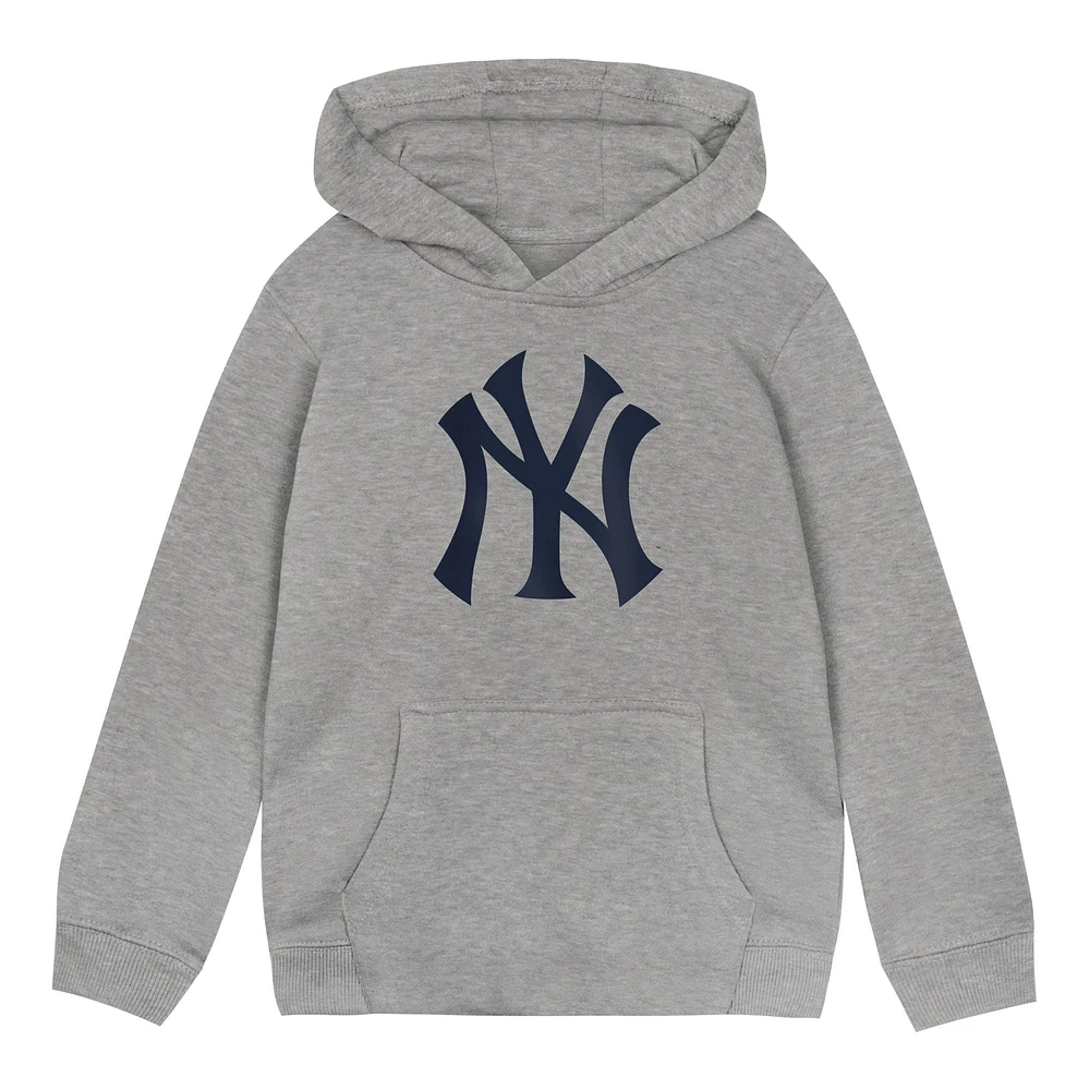 Toddler Heather Gray New York Yankees Primary Logo Fleece Pullover Hoodie