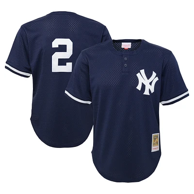 Maillot d'entraînement au bâton en maille pour tout-petit Mitchell & Ness Derek Jeter bleu marine New York Yankees Cooperstown Collection