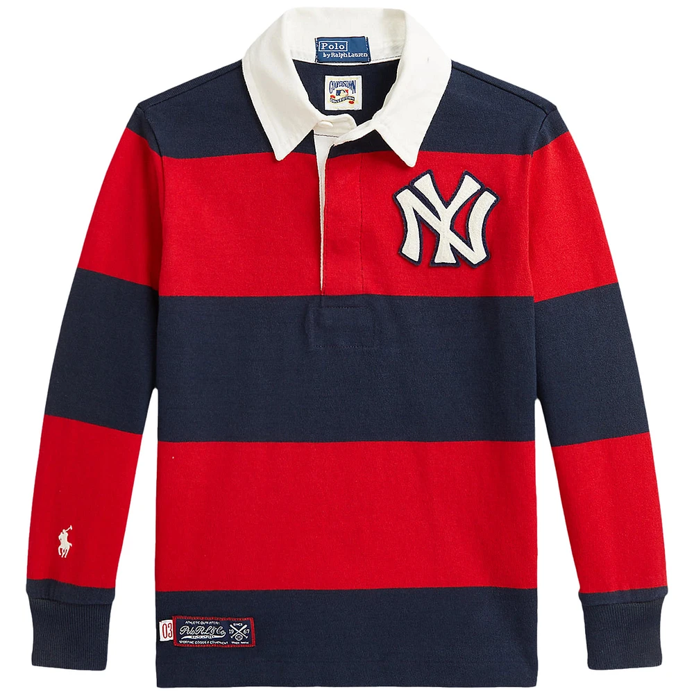 Polo Ralph Lauren bleu marine/rouge pour enfant, maillot de rugby des Yankees