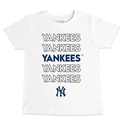 New York Yankees Tiny Turnip Toddler Stacked T-Shirt - White