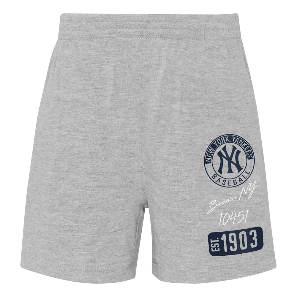 Tout-petit blanc/gris chiné New York Yankees Groundout Baller Raglan - Ensemble t-shirt et short