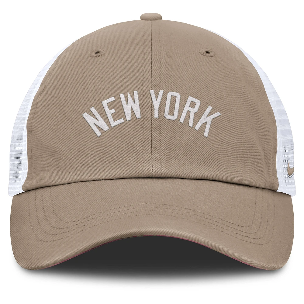 Unisex Nike Khaki/White New York Yankees Club Trucker Adjustable Hat