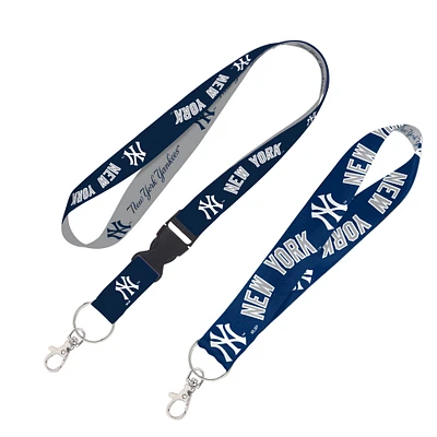 Lot de 2 cordons WinCraft New York Yankees avec boucle détachable et porte-clés