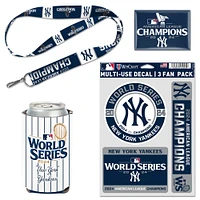 Pack de 4 pièces pour les fans des champions de la Ligue américaine 2024 des Yankees de New York de WinCraft