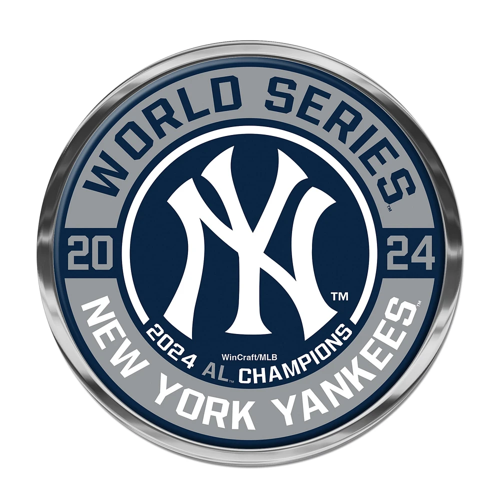 Emblème de voiture en métal bombé WinCraft New York Yankees Champions de la Ligue américaine 2024