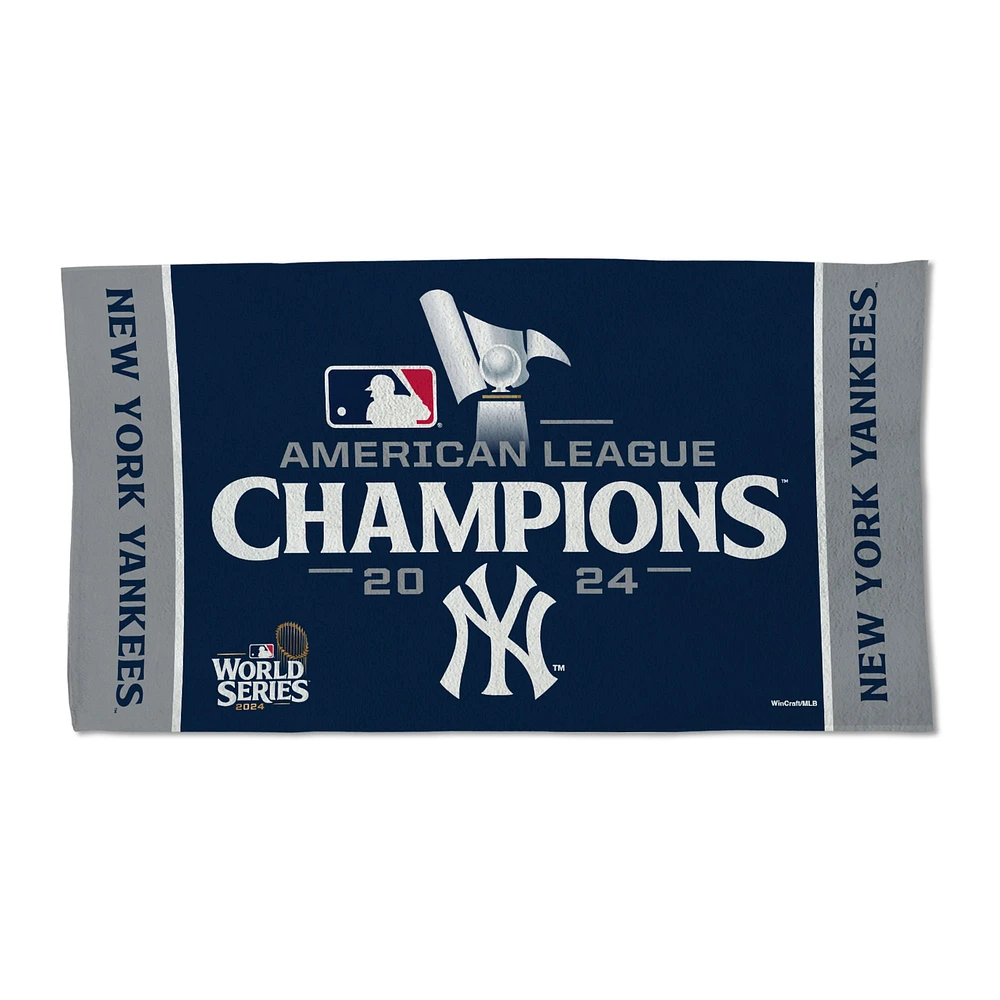 Serviette double face WinCraft New York Yankees Champions de la Ligue américaine 2024 Vestiaire 22'' x 42''