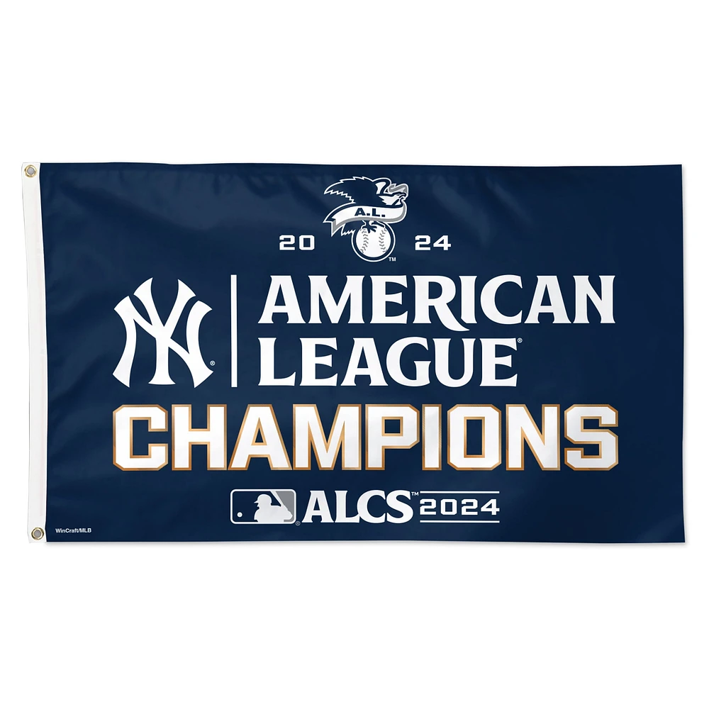 Drapeau de luxe WinCraft New York Yankees Champions de la Ligue américaine 2024 pour vestiaires 3' x 5'